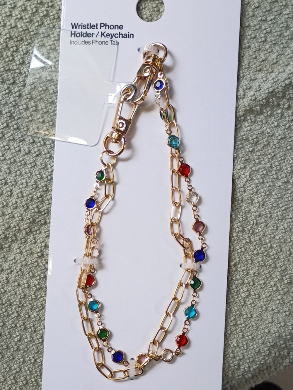Gold-Tone Multi-Color Crystal Chain Necklace